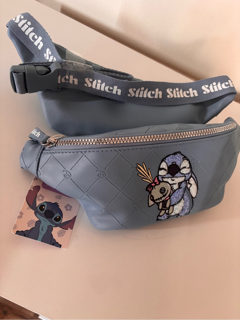 Disney Stitch Light Blue Quilted Crossbody Belt Bag (price for only 1)